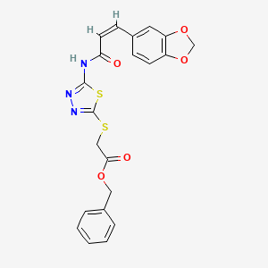 molecular formula C21H17N3O5S2 B2547517 (Z)-benzyl 2-((5-(3-(benzo[d][1,3]dioxol-5-yl)acrylamido)-1,3,4-thiadiazol-2-yl)thio)acetate CAS No. 1164554-75-9