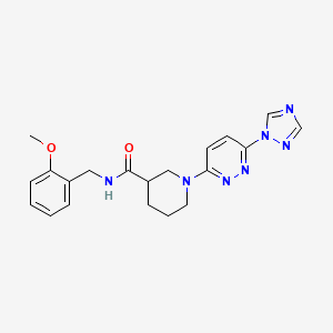 molecular formula C20H23N7O2 B2547529 1-(6-(1H-1,2,4-triazol-1-yl)pyridazin-3-yl)-N-(2-methoxybenzyl)piperidine-3-carboxamide CAS No. 1797160-02-1
