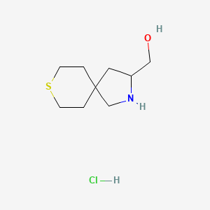 molecular formula C9H18ClNOS B2547541 8-Thia-2-azaspiro[4.5]decan-3-ylmethanol;hydrochloride CAS No. 2309465-63-0