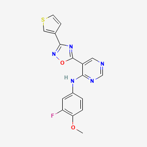 N-(3-fluoro-4-methoxyphenyl)-5-(3-(thiophen-3-yl)-1,2,4-oxadiazol-5-yl)pyrimidin-4-amine