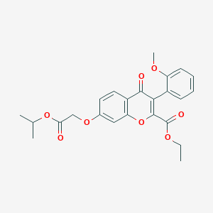 molecular formula C24H24O8 B2547554 Ethyl 3-(2-methoxyphenyl)-4-oxo-7-(2-oxo-2-propan-2-yloxyethoxy)chromene-2-carboxylate CAS No. 610764-93-7