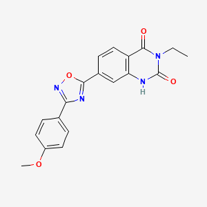 molecular formula C19H16N4O4 B2547563 3-ethyl-7-(3-(4-methoxyphenyl)-1,2,4-oxadiazol-5-yl)quinazoline-2,4(1H,3H)-dione CAS No. 1359064-76-8