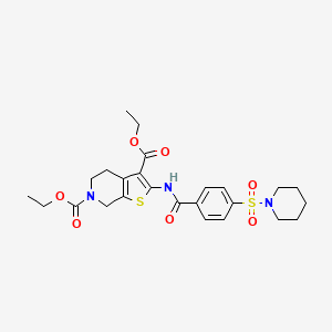 molecular formula C25H31N3O7S2 B2547564 diethyl 2-(4-(piperidin-1-ylsulfonyl)benzamido)-4,5-dihydrothieno[2,3-c]pyridine-3,6(7H)-dicarboxylate CAS No. 449781-66-2