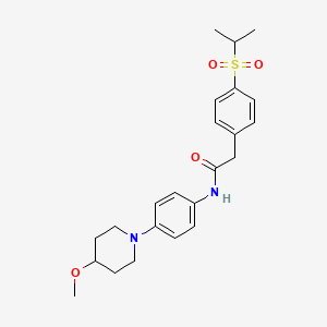 molecular formula C23H30N2O4S B2547570 2-(4-(isopropylsulfonyl)phenyl)-N-(4-(4-methoxypiperidin-1-yl)phenyl)acetamide CAS No. 1448121-83-2