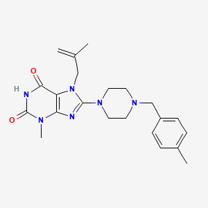 molecular formula C22H28N6O2 B2547573 3-Methyl-8-[4-[(4-methylphenyl)methyl]piperazin-1-yl]-7-(2-methylprop-2-enyl)purine-2,6-dione CAS No. 887030-18-4