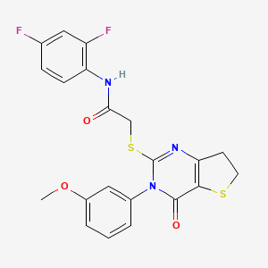 molecular formula C21H17F2N3O3S2 B2547580 N-(2,4-difluorophenyl)-2-((3-(3-methoxyphenyl)-4-oxo-3,4,6,7-tetrahydrothieno[3,2-d]pyrimidin-2-yl)thio)acetamide CAS No. 877655-03-3