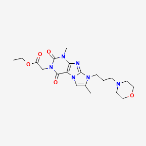 molecular formula C20H28N6O5 B2547588 ethyl 2-(1,7-dimethyl-8-(3-morpholinopropyl)-2,4-dioxo-1H-imidazo[2,1-f]purin-3(2H,4H,8H)-yl)acetate CAS No. 938842-03-6