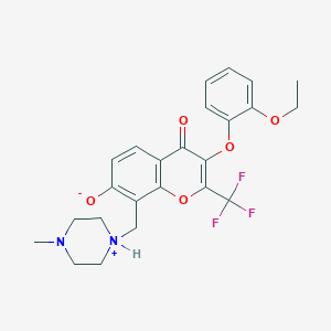 molecular formula C24H25F3N2O5 B254759 3-(2-ethoxyphenoxy)-8-[(4-methylpiperazin-1-ium-1-yl)methyl]-4-oxo-2-(trifluoromethyl)-4H-chromen-7-olate 