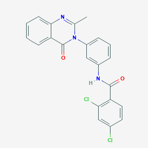 molecular formula C22H15Cl2N3O2 B2547596 2,4-dichloro-N-(3-(2-methyl-4-oxoquinazolin-3(4H)-yl)phenyl)benzamide CAS No. 906150-06-9