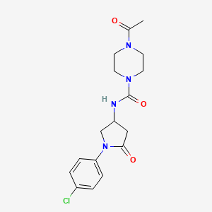 molecular formula C17H21ClN4O3 B2547601 4-acetyl-N-(1-(4-chlorophenyl)-5-oxopyrrolidin-3-yl)piperazine-1-carboxamide CAS No. 894033-81-9
