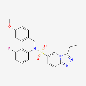 molecular formula C22H21FN4O3S B2547603 3-ethyl-N-(3-fluorophenyl)-N-(4-methoxybenzyl)[1,2,4]triazolo[4,3-a]pyridine-6-sulfonamide CAS No. 1251605-20-5