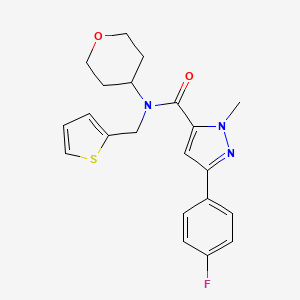 molecular formula C21H22FN3O2S B2547607 3-(4-fluorophenyl)-1-methyl-N-(tetrahydro-2H-pyran-4-yl)-N-(thiophen-2-ylmethyl)-1H-pyrazole-5-carboxamide CAS No. 1797268-56-4