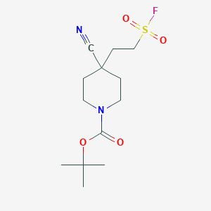 molecular formula C13H21FN2O4S B2547612 Tert-butyl 4-cyano-4-(2-fluorosulfonylethyl)piperidine-1-carboxylate CAS No. 2344679-08-7