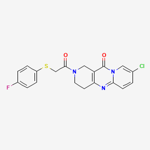molecular formula C19H15ClFN3O2S B2547615 8-氯-2-(2-((4-氟苯基)硫代)乙酰)-3,4-二氢-1H-二吡啶并[1,2-a:4',3'-d]嘧啶-11(2H)-酮 CAS No. 2034506-18-6
