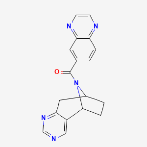 molecular formula C18H15N5O B2547621 喹喔啉-6-基((5R,8S)-6,7,8,9-四氢-5H-5,8-环亚氨基环庚并[d]嘧啶-10-基)甲酮 CAS No. 2062349-12-4