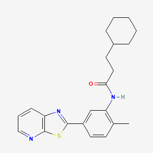 molecular formula C22H25N3OS B2547625 3-cyclohexyl-N-(2-methyl-5-(thiazolo[5,4-b]pyridin-2-yl)phenyl)propanamide CAS No. 863594-32-5