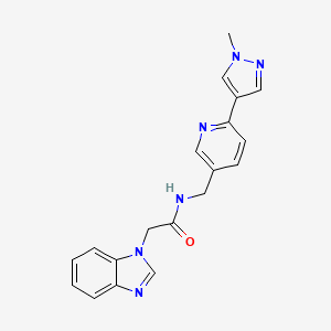 molecular formula C19H18N6O B2547628 2-(1H-benzo[d]imidazol-1-yl)-N-((6-(1-methyl-1H-pyrazol-4-yl)pyridin-3-yl)methyl)acetamide CAS No. 2034461-58-8