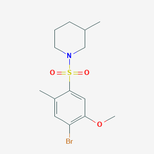 molecular formula C14H20BrNO3S B2547629 1-((4-溴-5-甲氧基-2-甲基苯基)磺酰基)-3-甲基哌啶 CAS No. 898650-88-9