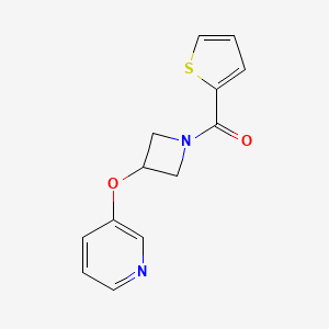 molecular formula C13H12N2O2S B2547632 (3-(Pyridin-3-yloxy)azetidin-1-yl)(thiophen-2-yl)methanone CAS No. 1904046-10-1