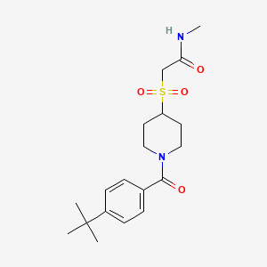 molecular formula C19H28N2O4S B2547649 2-((1-(4-(tert-butyl)benzoyl)piperidin-4-yl)sulfonyl)-N-methylacetamide CAS No. 1797838-52-8