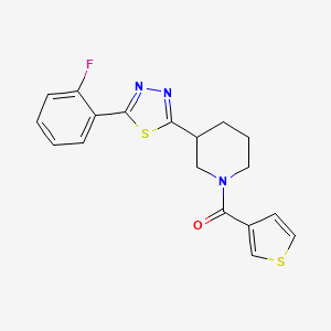 molecular formula C18H16FN3OS2 B2547650 (3-(5-(2-氟苯基)-1,3,4-噻二唑-2-基)哌啶-1-基)(噻吩-3-基)甲酮 CAS No. 1351602-68-0