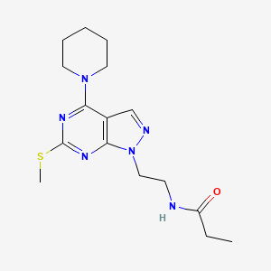 molecular formula C16H24N6OS B2547654 N-(2-(6-(methylthio)-4-(piperidin-1-yl)-1H-pyrazolo[3,4-d]pyrimidin-1-yl)ethyl)propionamide CAS No. 946364-44-9