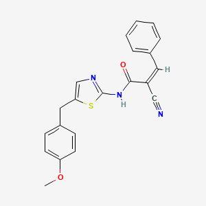 molecular formula C21H17N3O2S B2547661 (Z)-2-Cyano-N-[5-[(4-methoxyphenyl)methyl]-1,3-thiazol-2-yl]-3-phenylprop-2-enamide CAS No. 1322257-43-1