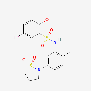 molecular formula C17H19FN2O5S2 B2547665 N-(5-(1,1-dioxidoisothiazolidin-2-yl)-2-methylphenyl)-5-fluoro-2-methoxybenzenesulfonamide CAS No. 946343-03-9
