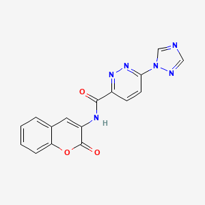 molecular formula C16H10N6O3 B2547666 N-(2-oxo-2H-chromen-3-yl)-6-(1H-1,2,4-triazol-1-yl)pyridazine-3-carboxamide CAS No. 1448132-41-9