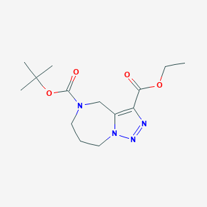 molecular formula C14H22N4O4 B2547668 7,8-Dihydro-4h,6h-1,2,5,8a-tetraaza-azulene-3,5-dicarboxylic acid 5-tert-butyl ester 3-ethyl ester CAS No. 1251014-27-3