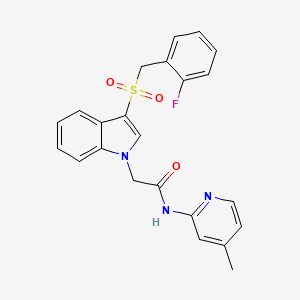 molecular formula C23H20FN3O3S B2547672 2-(3-((2-fluorobenzyl)sulfonyl)-1H-indol-1-yl)-N-(4-methylpyridin-2-yl)acetamide CAS No. 898431-30-6
