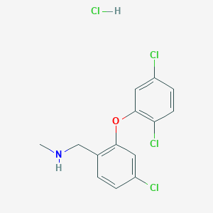 molecular formula C14H13Cl4NO B2547680 {[4-Chloro-2-(2,5-dichlorophenoxy)phenyl]methyl}(methyl)amine hydrochloride CAS No. 2089258-77-3