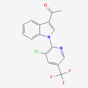 molecular formula C16H10ClF3N2O B2547688 1-{1-[3-chloro-5-(trifluoromethyl)-2-pyridinyl]-1H-indol-3-yl}-1-ethanone CAS No. 339099-11-5