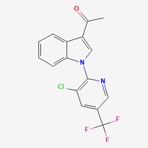 molecular formula C16H10ClF3N2O B2547688 1-{1-[3-クロロ-5-(トリフルオロメチル)-2-ピリジニル]-1H-インドール-3-イル}-1-エタノン CAS No. 339099-11-5