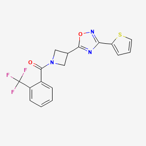 molecular formula C17H12F3N3O2S B2547699 (3-(3-(噻吩-2-基)-1,2,4-恶二唑-5-基)氮杂环丁-1-基)(2-(三氟甲基)苯基)甲酮 CAS No. 1324679-76-6