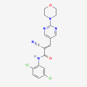 molecular formula C18H15Cl2N5O2 B2547702 2-cyano-N-(2,5-dichlorophenyl)-3-[2-(morpholin-4-yl)pyrimidin-5-yl]prop-2-enamide CAS No. 1390928-72-9