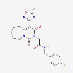 molecular formula C21H22ClN5O4 B2547707 N-(4-氯苄基)-2-[4-(5-甲基-1,2,4-恶二唑-3-基)-1,3-二氧代-3,5,6,7,8,9-六氢吡啶并[1,6-a]氮杂卓-2(1H)-基]乙酰胺 CAS No. 1775444-79-5
