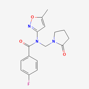 4-fluoro-N-(5-methyl-1,2-oxazol-3-yl)-N-[(2-oxopyrrolidin-1-yl)methyl]benzamide