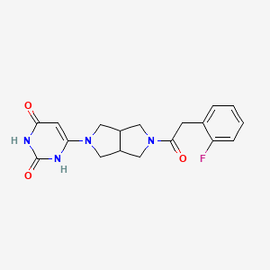 molecular formula C18H19FN4O3 B2547714 6-[5-[2-(2-Fluorophenyl)acetyl]-1,3,3a,4,6,6a-hexahydropyrrolo[3,4-c]pyrrol-2-yl]-1H-pyrimidine-2,4-dione CAS No. 2415565-11-4