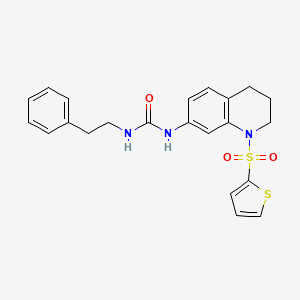 molecular formula C22H23N3O3S2 B2547718 1-Phenethyl-3-(1-(thiophen-2-ylsulfonyl)-1,2,3,4-tetrahydroquinolin-7-yl)urea CAS No. 1203412-48-9