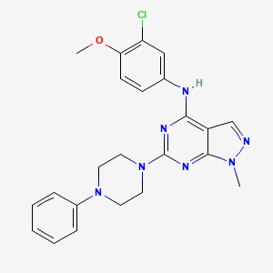 molecular formula C23H24ClN7O B2547722 N-(3-chloro-4-methoxyphenyl)-1-methyl-6-(4-phenylpiperazin-1-yl)-1H-pyrazolo[3,4-d]pyrimidin-4-amine CAS No. 887467-30-3