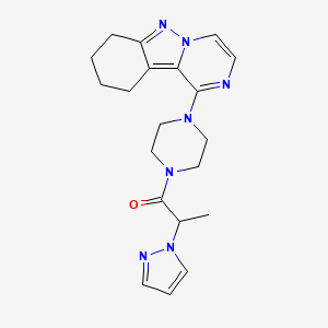 molecular formula C20H25N7O B2547725 2-(1H-pyrazol-1-yl)-1-(4-(7,8,9,10-tetrahydropyrazino[1,2-b]indazol-1-yl)piperazin-1-yl)propan-1-one CAS No. 2034445-81-1