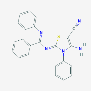 molecular formula C23H17N5S B254773 N-(4-amino-5-cyano-3-phenyl-1,3-thiazol-2(3H)-ylidene)-N'-phenylbenzenecarboximidamide 
