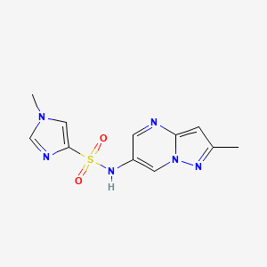 molecular formula C11H12N6O2S B2547735 1-methyl-N-(2-methylpyrazolo[1,5-a]pyrimidin-6-yl)-1H-imidazole-4-sulfonamide CAS No. 1795085-57-2