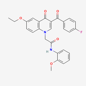 molecular formula C27H23FN2O5 B2547740 2-(6-ethoxy-3-(4-fluorobenzoyl)-4-oxoquinolin-1(4H)-yl)-N-(2-methoxyphenyl)acetamide CAS No. 895653-81-3