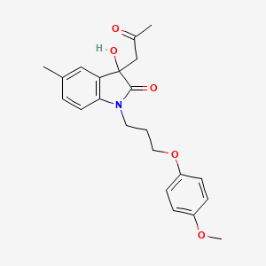 molecular formula C22H25NO5 B2547745 3-hydroxy-1-[3-(4-methoxyphenoxy)propyl]-5-methyl-3-(2-oxopropyl)-2,3-dihydro-1H-indol-2-one CAS No. 879045-37-1