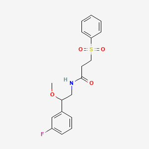 molecular formula C18H20FNO4S B2547746 N-(2-(3-氟苯基)-2-甲氧基乙基)-3-(苯磺酰基)丙酰胺 CAS No. 1705845-79-9