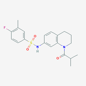 molecular formula C20H23FN2O3S B2547750 4-fluoro-N-(1-isobutyryl-1,2,3,4-tetrahydroquinolin-7-yl)-3-methylbenzenesulfonamide CAS No. 1005301-20-1