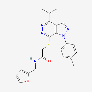molecular formula C22H23N5O2S B2547751 N-(furan-2-ylmethyl)-2-((4-isopropyl-1-(p-tolyl)-1H-pyrazolo[3,4-d]pyridazin-7-yl)thio)acetamide CAS No. 1207045-77-9