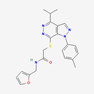 molecular formula C22H23N5O2S B2547751 N-(呋喃-2-基甲基)-2-((4-异丙基-1-(对甲苯基)-1H-吡唑并[3,4-d]嘧啶-7-基)硫代)乙酰胺 CAS No. 1207045-77-9